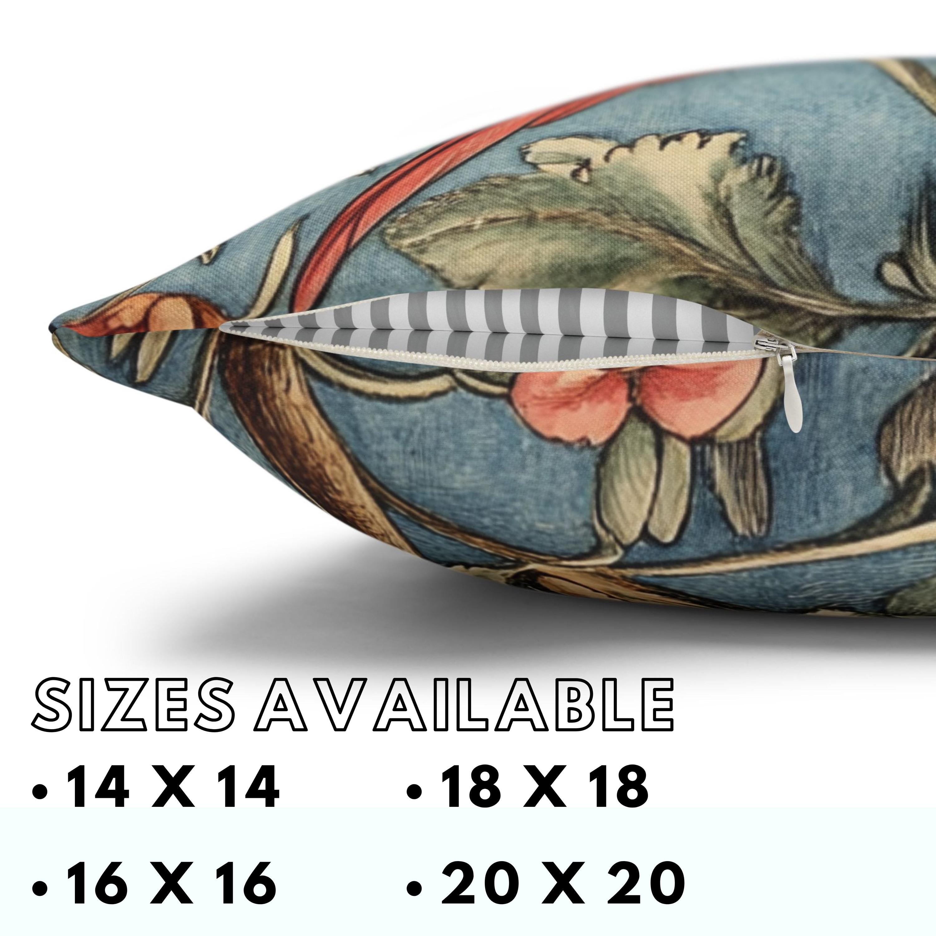 Vintage Parrot Pillow, William Morris Inspired Accent, Botanical Bird Cushion Cover, Whimsical Floral Throw Pillow, Rustic Nature Decor