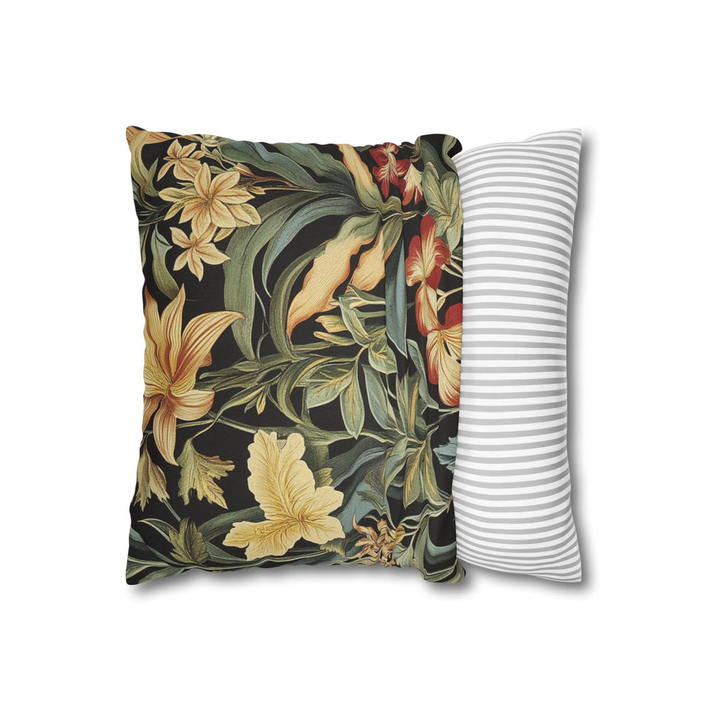 Tropical Floral Throw Pillow, William Morris Botanical Cushion Cover, Dark Garden Pillow, Vintage Inspired Home Decor, Bold Jungle Accent