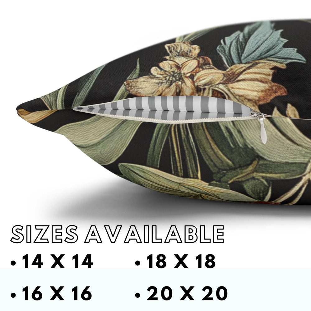 Tropical Floral Throw Pillow, William Morris Botanical Cushion Cover, Dark Garden Pillow, Vintage Inspired Home Decor, Bold Jungle Accent