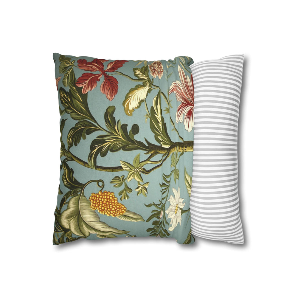 Botanical Floral Throw Pillow, William Morris Inspired Cushion Cover, Light Blue Garden Pillow, Tropical Plant Decor, Nature Art Accent