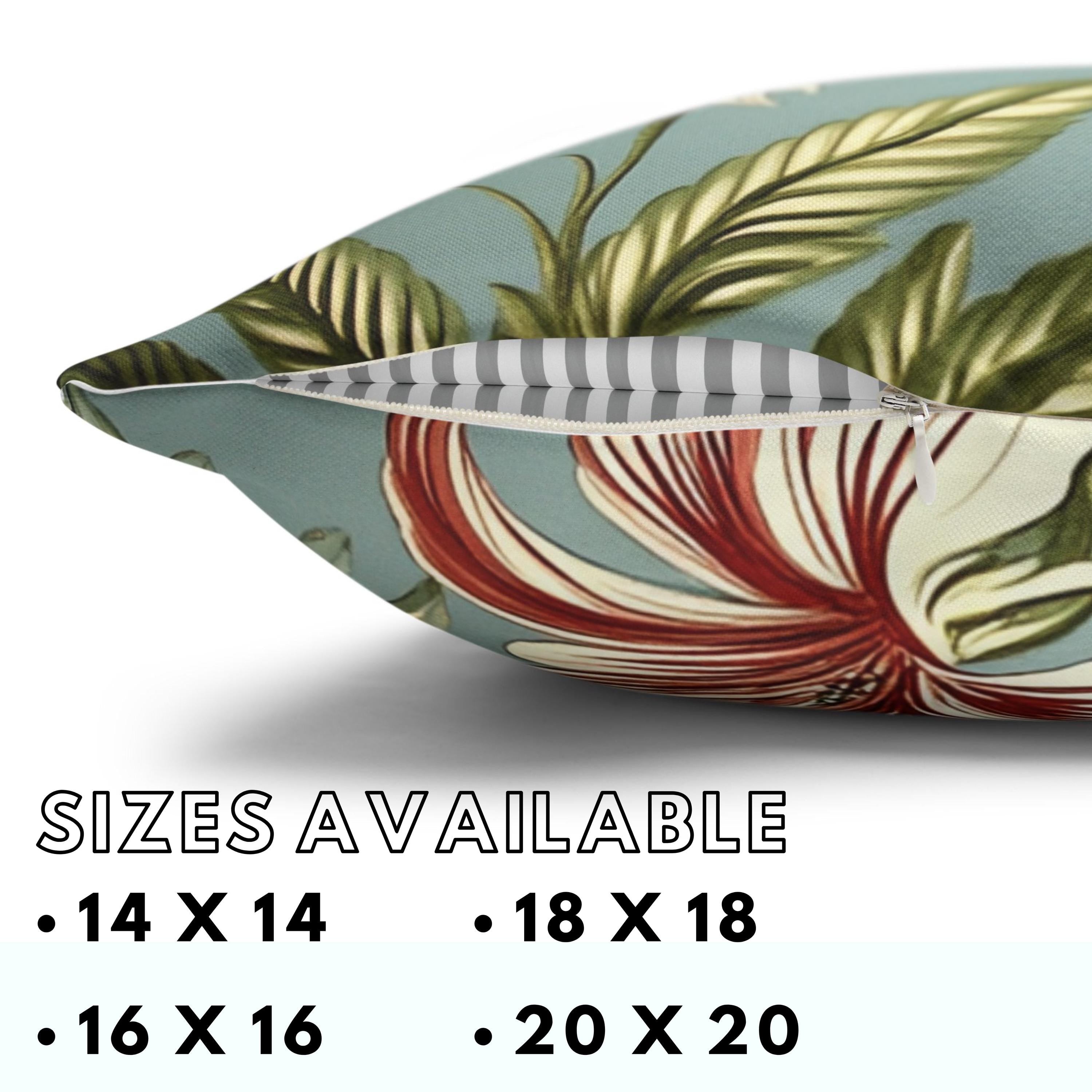 Botanical Floral Throw Pillow, William Morris Inspired Cushion Cover, Light Blue Garden Pillow, Tropical Plant Decor, Nature Art Accent