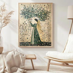 Autumn Goddess Wall Art, William Morris Canvas Print, Framed Canvas Botanical Decor, Rustic Interior Accent, Nature-Inspired Woodland Style