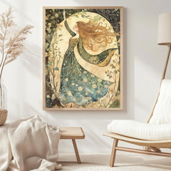 William Morris Goddess Forest Canvas, Woman Wall Art Print, Framed Canvas Botanical Decor, Vintage Rustic Accent, Nature-Inspired Woodland