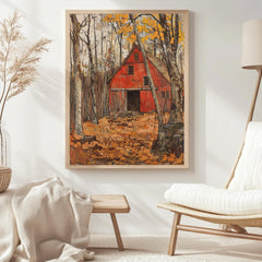 Autumn Farmhouse Canvas Wall Art, William Morris Print, Framed Canvas Botanical Decor, Vintage Rustic Accent, Cozy Nature-Inspired Home