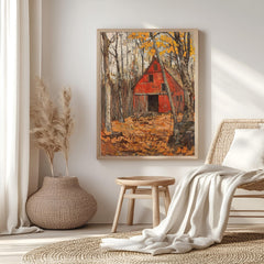 Autumn Farmhouse Canvas Wall Art, William Morris Print, Framed Canvas Botanical Decor, Vintage Rustic Accent, Cozy Nature-Inspired Home