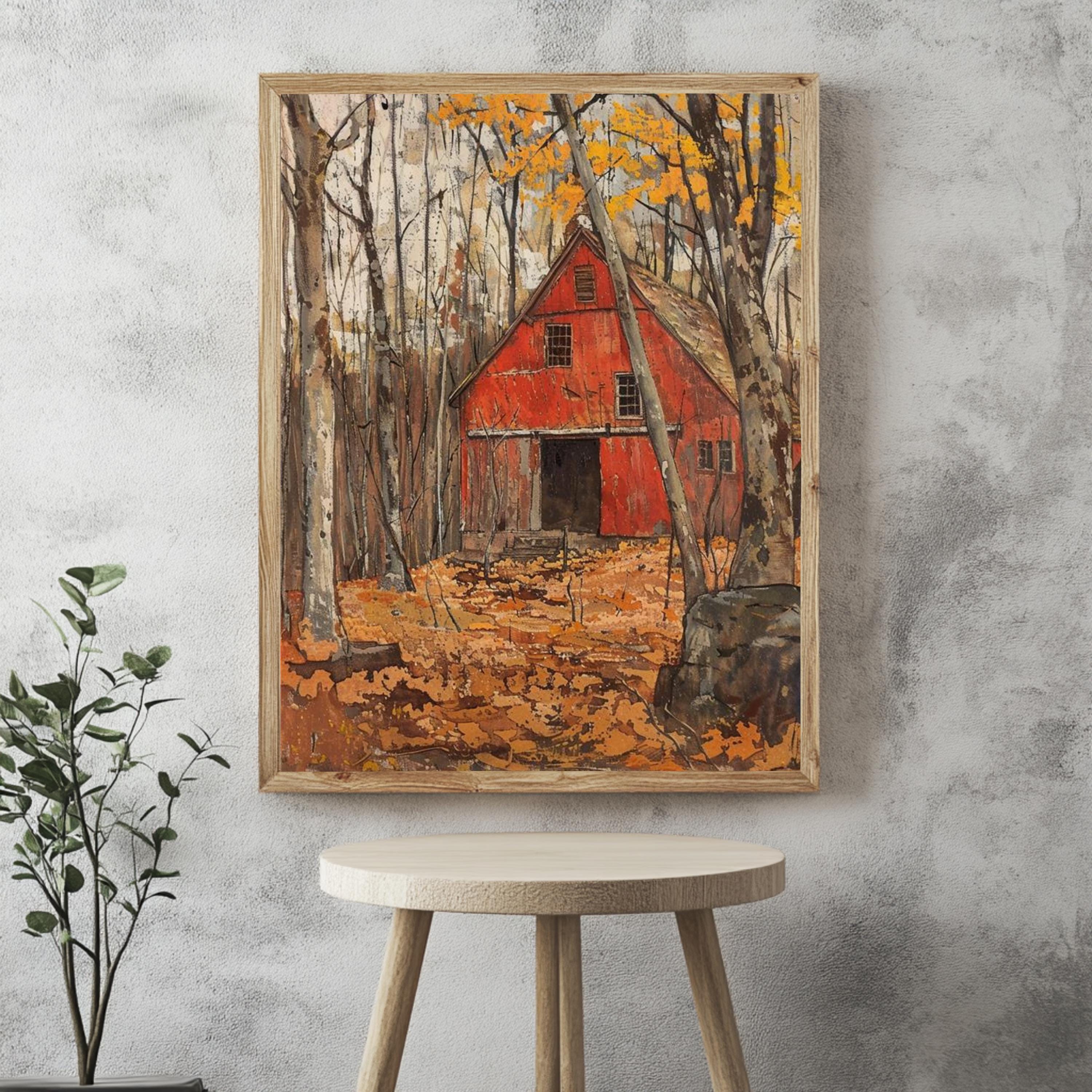 Autumn Farmhouse Canvas Wall Art, William Morris Print, Framed Canvas Botanical Decor, Vintage Rustic Accent, Cozy Nature-Inspired Home