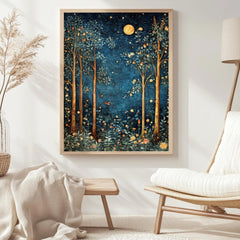 Autumn Forest Wall Art, William Morris Canvas Print, Framed Canvas Botanical Decor, Cozy Rustic Accent, Nature-Inspired Country Home Design