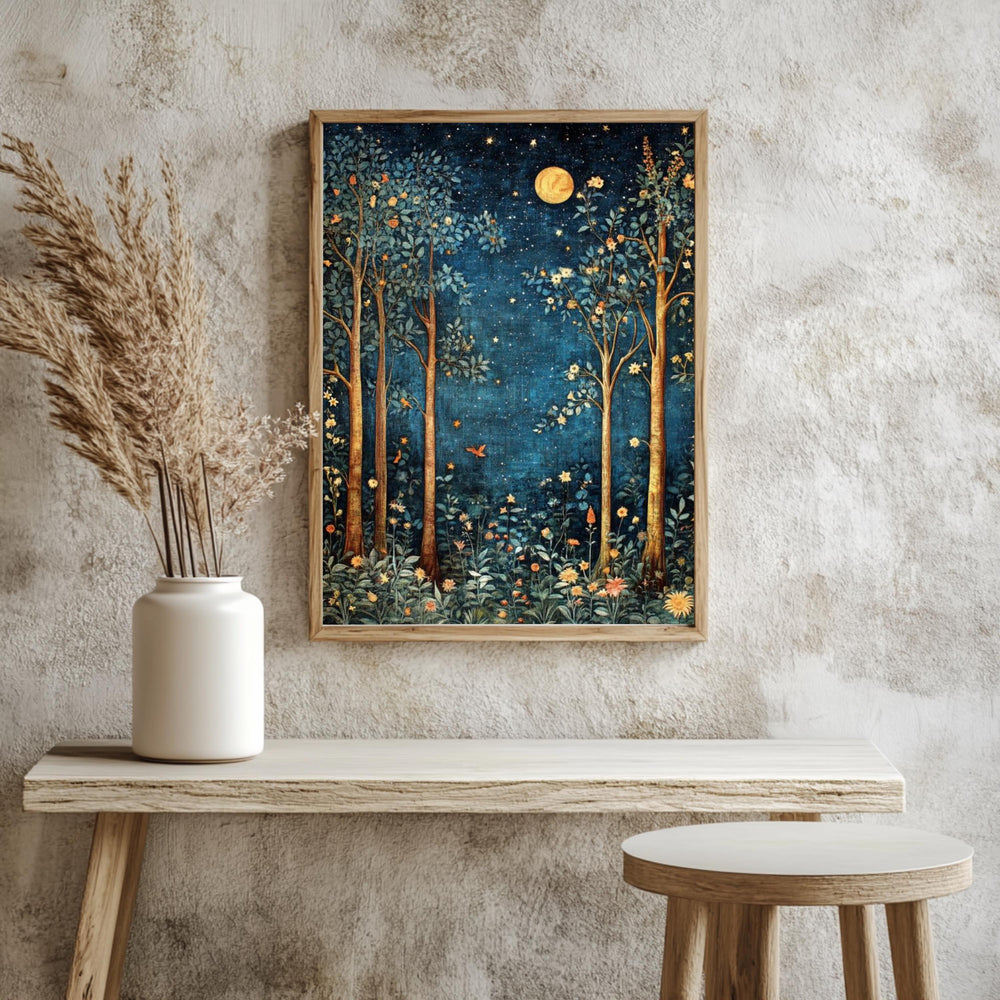 Autumn Forest Wall Art, William Morris Canvas Print, Framed Canvas Botanical Decor, Cozy Rustic Accent, Nature-Inspired Country Home Design