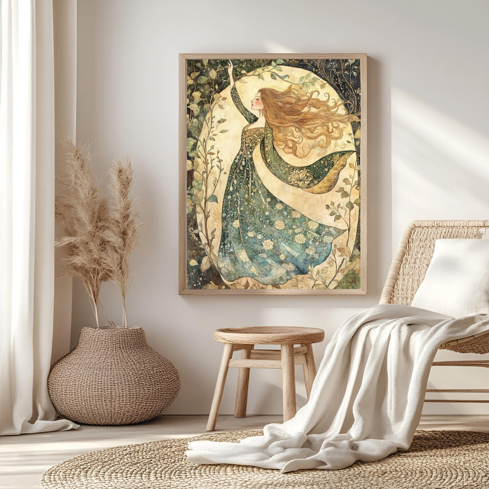 William Morris Goddess Forest Canvas, Woman Wall Art Print, Framed Canvas Botanical Decor, Vintage Rustic Accent, Nature-Inspired Woodland