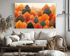 Autumn Tree Canopy Wall Art, Modern Fall Forest Print, Colorful Warm Nature Landscape, Autumn Trees Farmhouse Fall Decor, Cozy Country Style