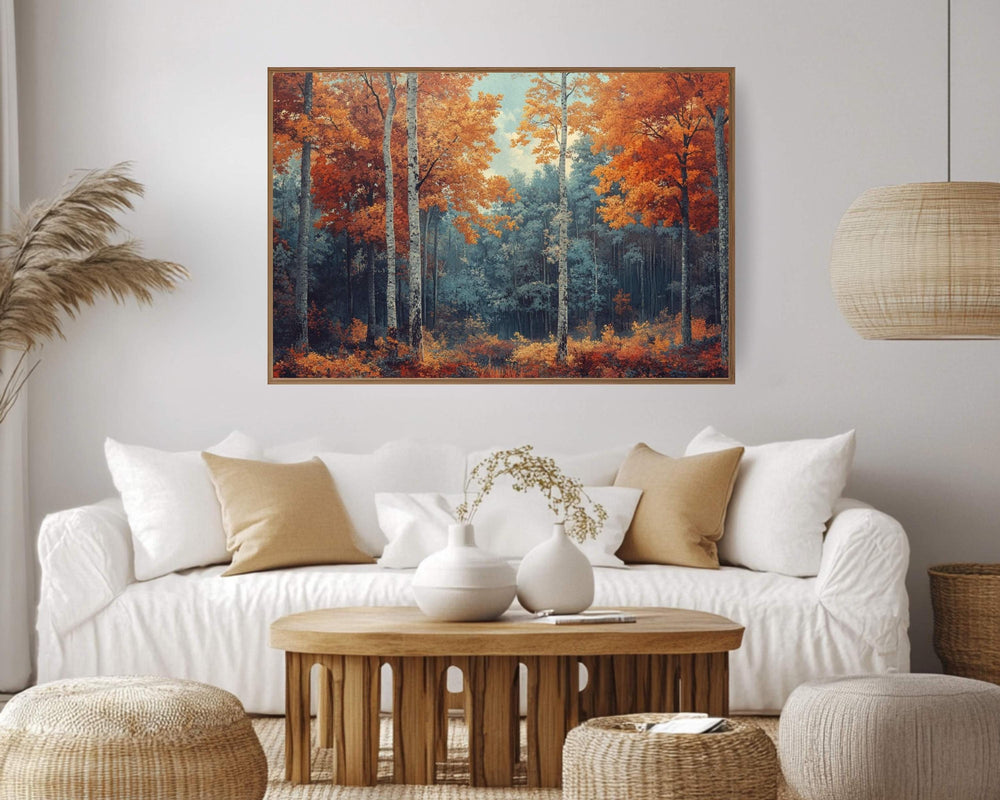 William Morris Autumn Forest Landscape Wall Art Print, Vibrant Orange Tree Woodland Scene, Cozy Seasonal Fall Home Decor,