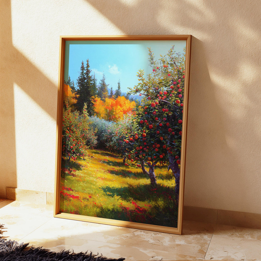 Apple Orchard Canvas Wall Art, Autumn Nature Print, Rustic Countryside Artwork, Colorful Fall Home Decor, Farmhouse Wall Hanging