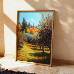 Apple Orchard Canvas Wall Art, Autumn Nature Print, Rustic Countryside Artwork, Colorful Fall Home Decor, Farmhouse Wall Hanging