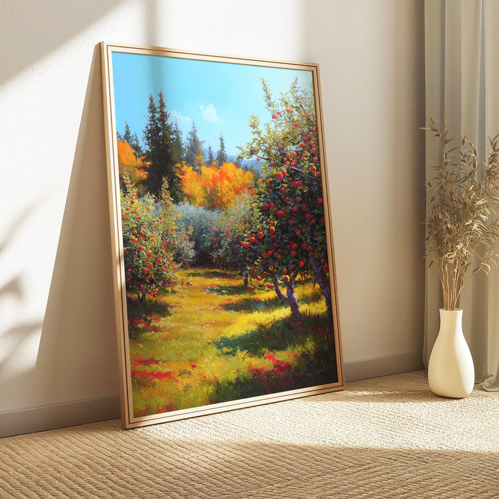 Apple Orchard Canvas Wall Art, Autumn Nature Print, Rustic Countryside Artwork, Colorful Fall Home Decor, Farmhouse Wall Hanging