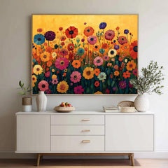 Wildflower Meadow Wall Art, Vibrant Floral Landscape Print, Cottage Garden Framed Canvas, Nature Farmhouse Decor, Botanical Home Accent