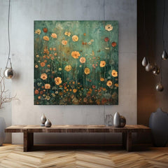 Moody Marigold Canvas Wall Art, Vintage Botanical Floral Print, Cottagecore Wall Decor, Spring Garden Art, Framed Flower Home Decor