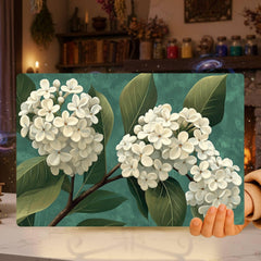 White Lilac Blossom Glass Cutting Board, Neutral Floral Kitchen Art, Elegant Botanical Home Gift