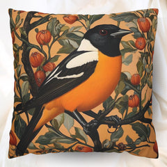 William Morris Oriole Pillow, Vintage Bird Pillow, Botanical Throw Pillow for Living Room, Nature-Inspired Accent Pillow, Bird Throw Cushion