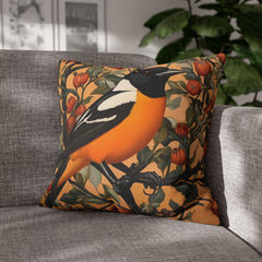 William Morris Oriole Pillow, Vintage Bird Pillow, Botanical Throw Pillow for Living Room, Nature-Inspired Accent Pillow, Bird Throw Cushion