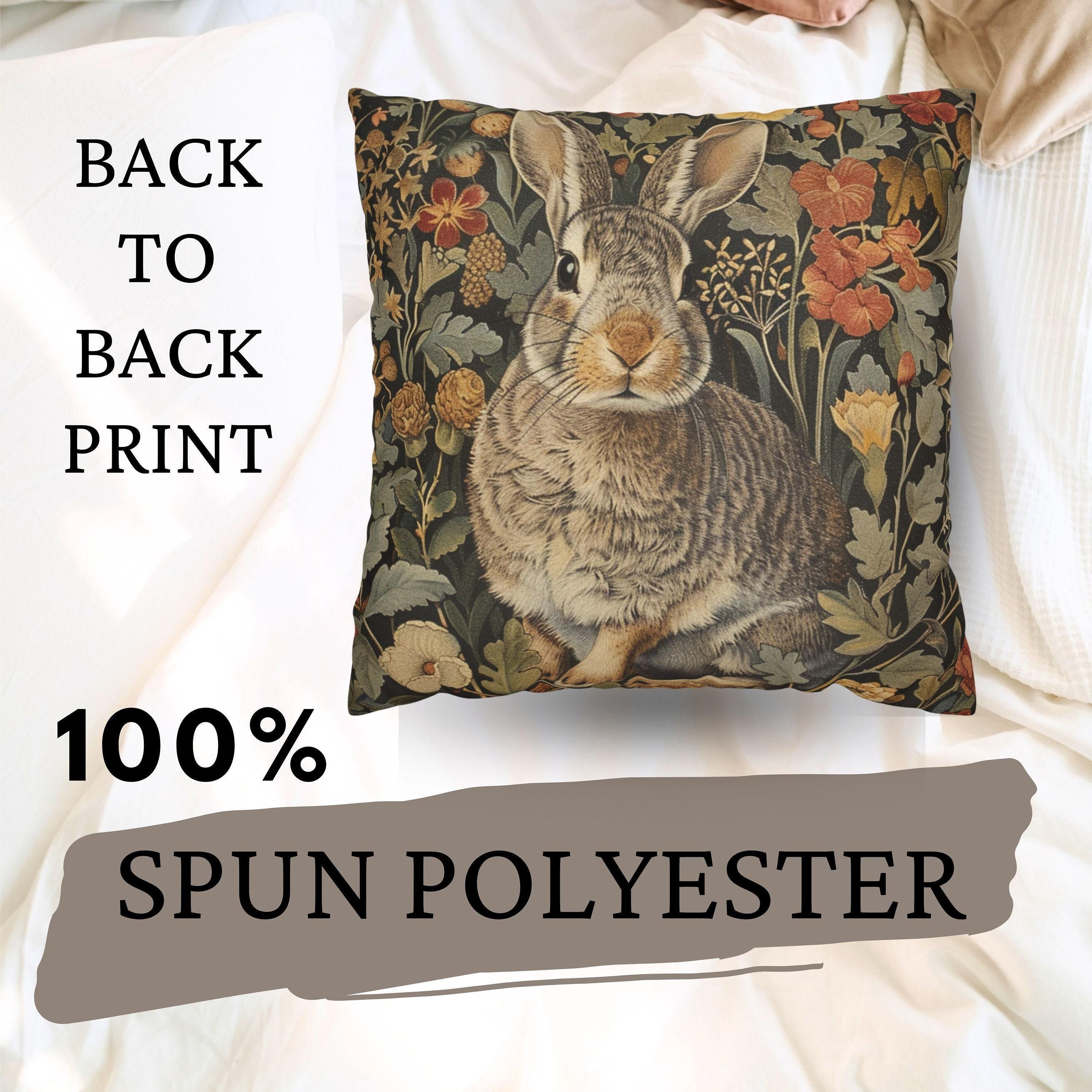 Pillow Vintage Inspired William Morris Rabbit Bunny, Living Room Decor, Bunny Cushion Cover, Autumn Rabbit Pillow, Accent Pillow Bunny