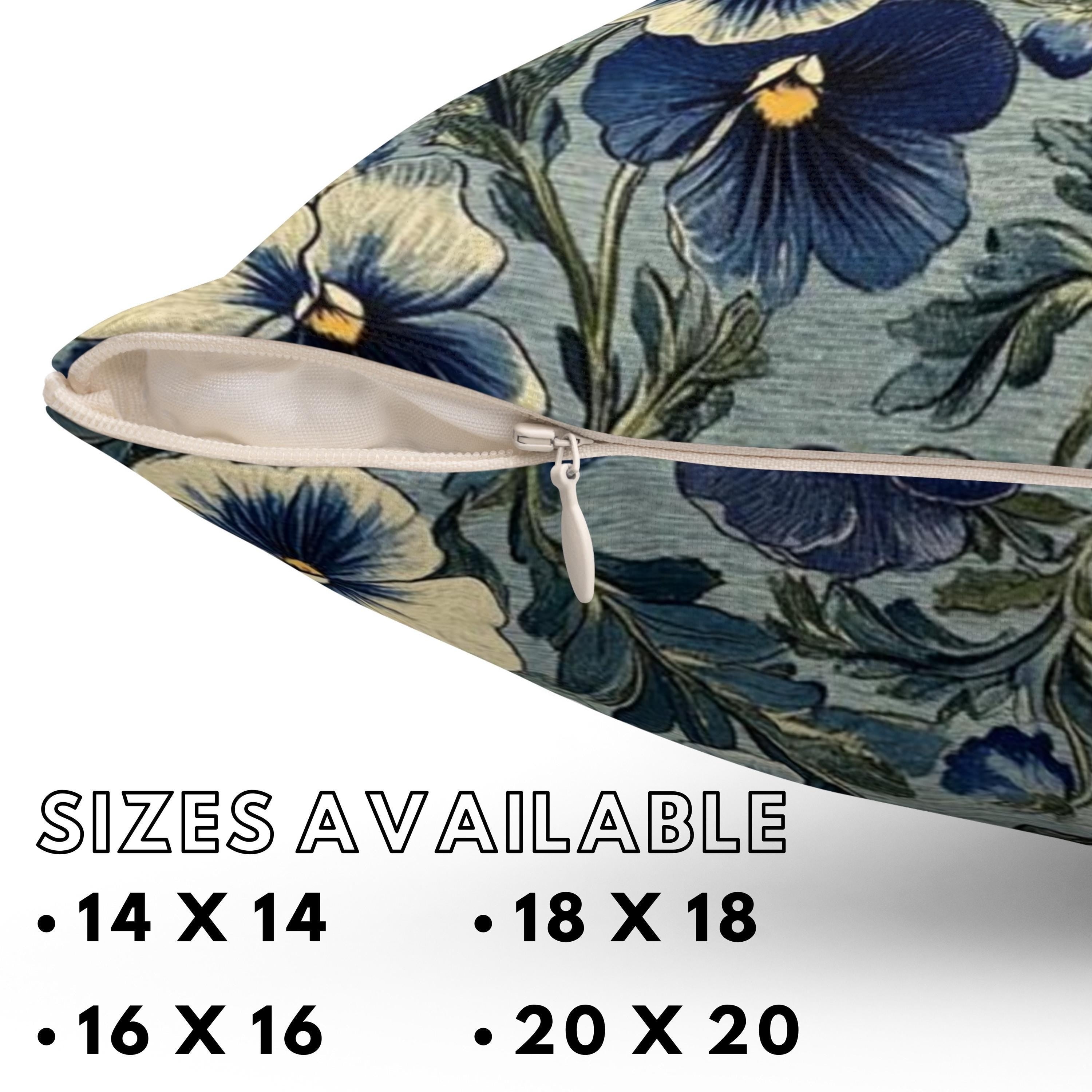 William Morris Blue Floral Pillow, Vintage Botanical Throw Pillow Case, Blue Floral Accent Pillow, Nature-Inspired Flowers Pillow Cover