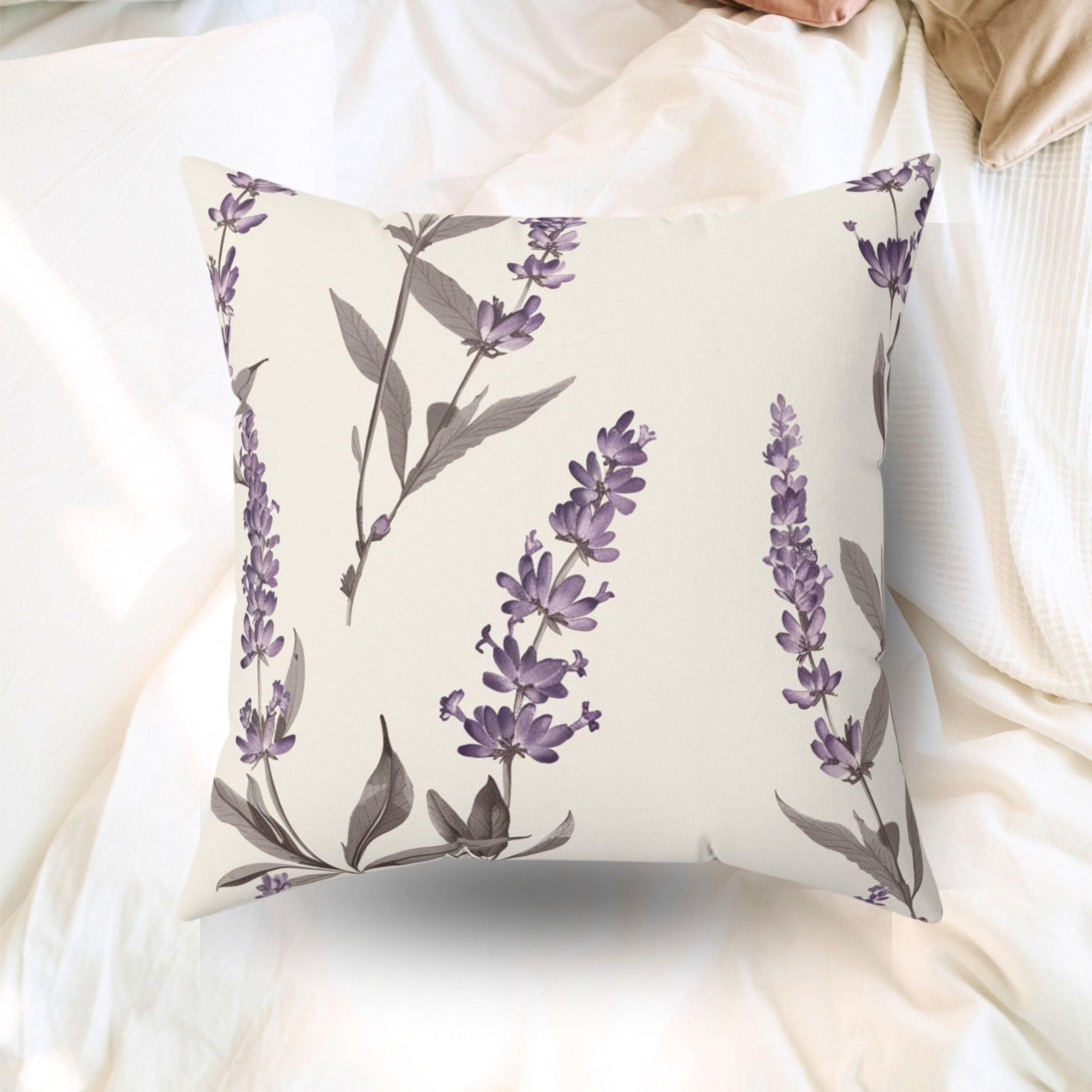 Lavender Throw Pillow Purple Floral Cushion Lavender Pillow Case Purple Floral Decor Indoor Outdoor Pillow Cover Floral Pillow Accent