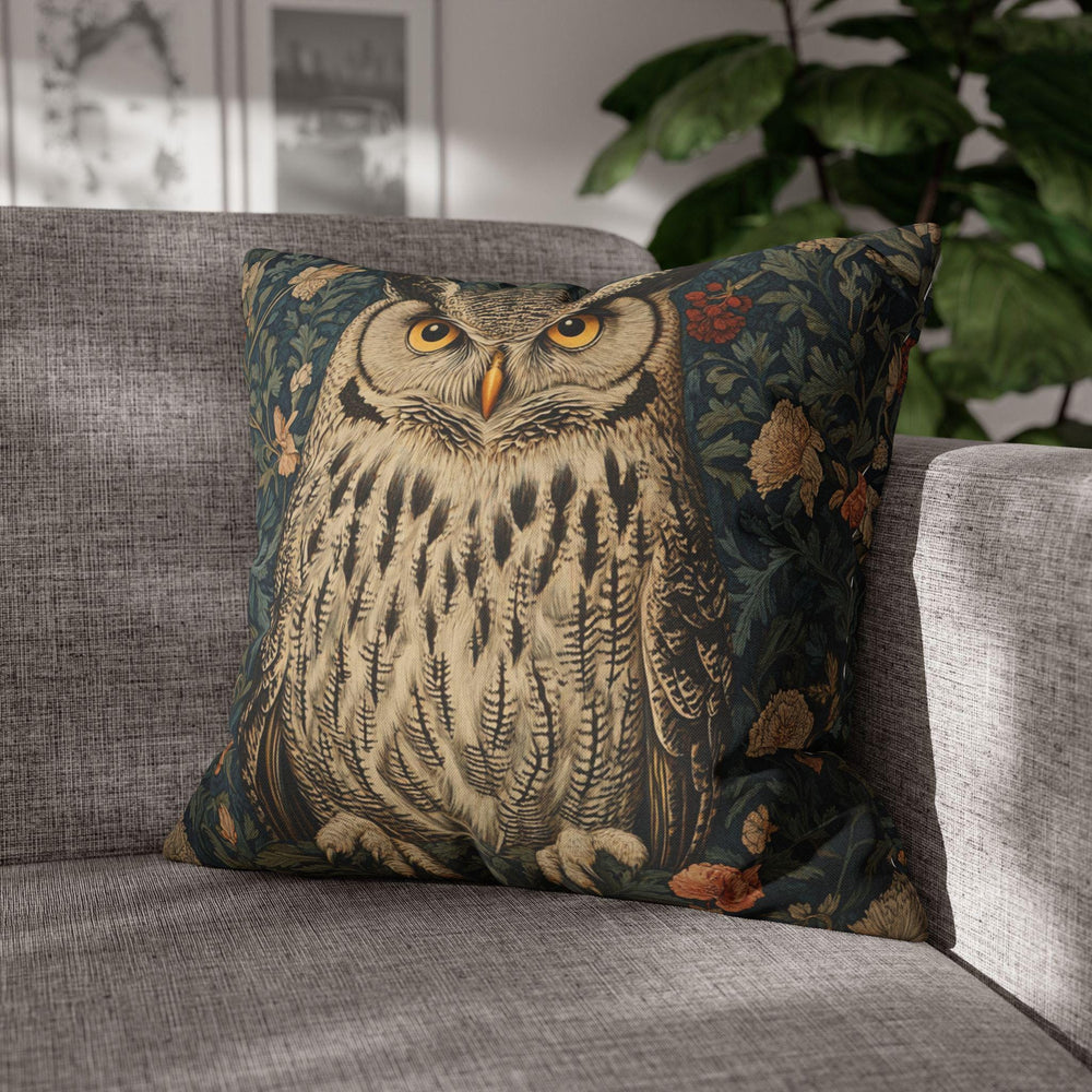 William Morris Inspired Owl Pillow, Whimsical Owl Throw Pillow and Covers, Pillow Case for Living Room, Vintage Animal Pillows
