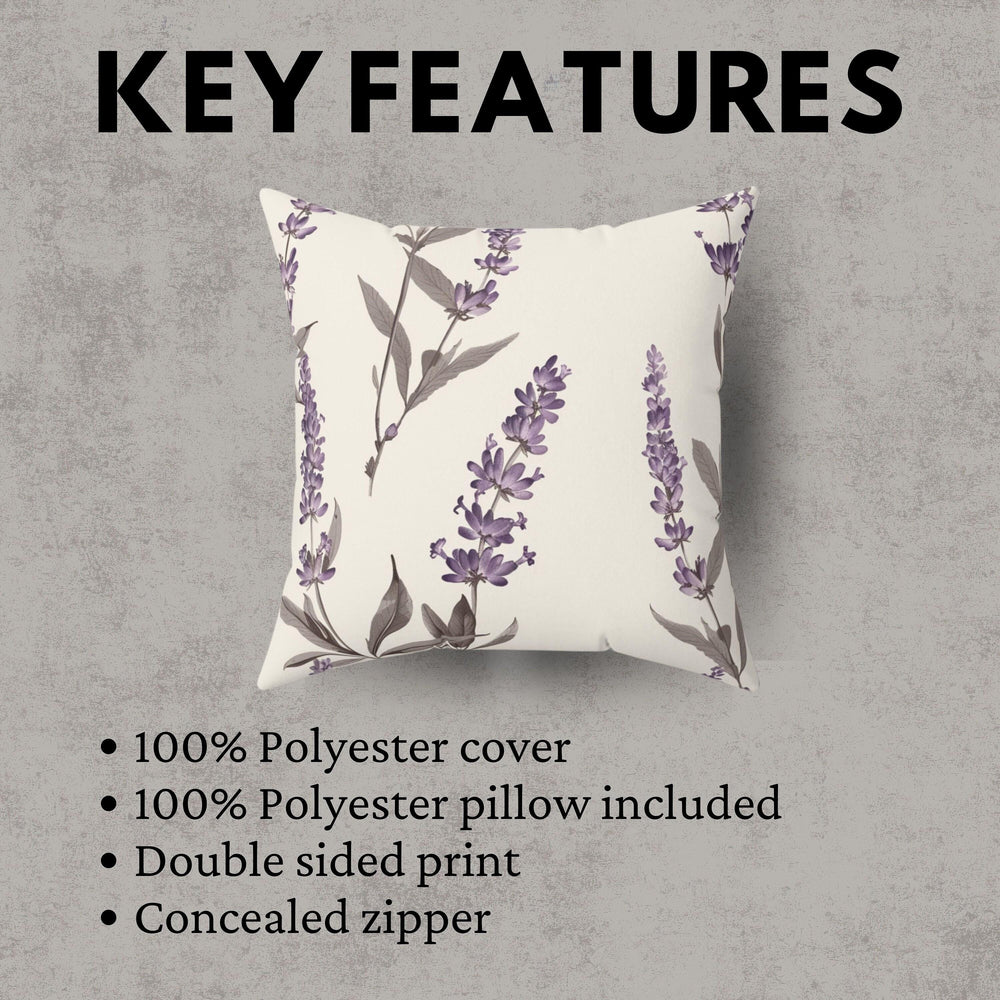 Lavender Throw Pillow Purple Floral Cushion Lavender Pillow Case Purple Floral Decor Indoor Outdoor Pillow Cover Floral Pillow Accent