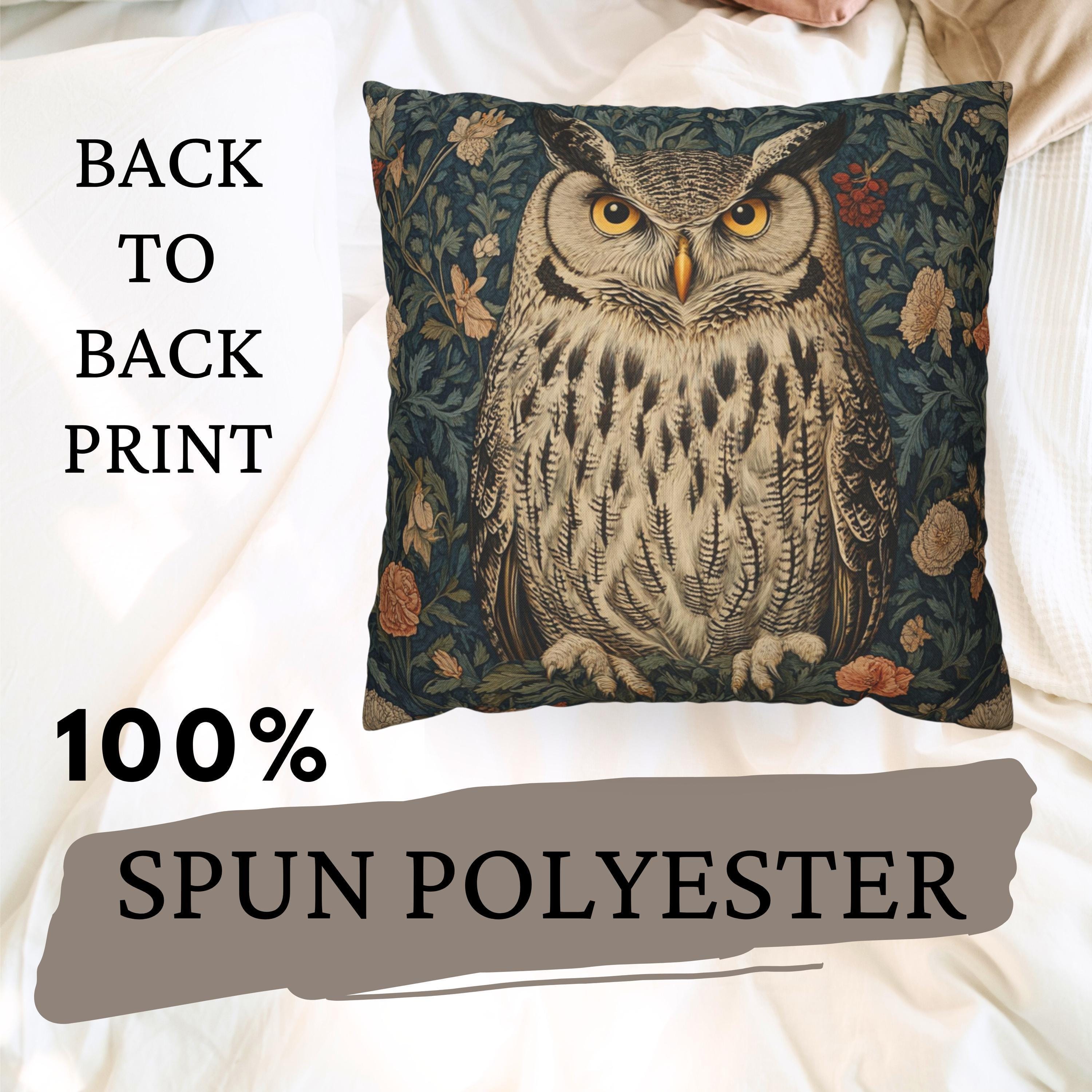 William Morris Inspired Owl Pillow, Whimsical Owl Throw Pillow and Covers, Pillow Case for Living Room, Vintage Animal Pillows