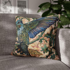 William Morris Blue Bird Pillow, Vintage Bird Accent Cushion, Nature-Inspired Throw Pillow, Decorative Pillow Case for Sofa