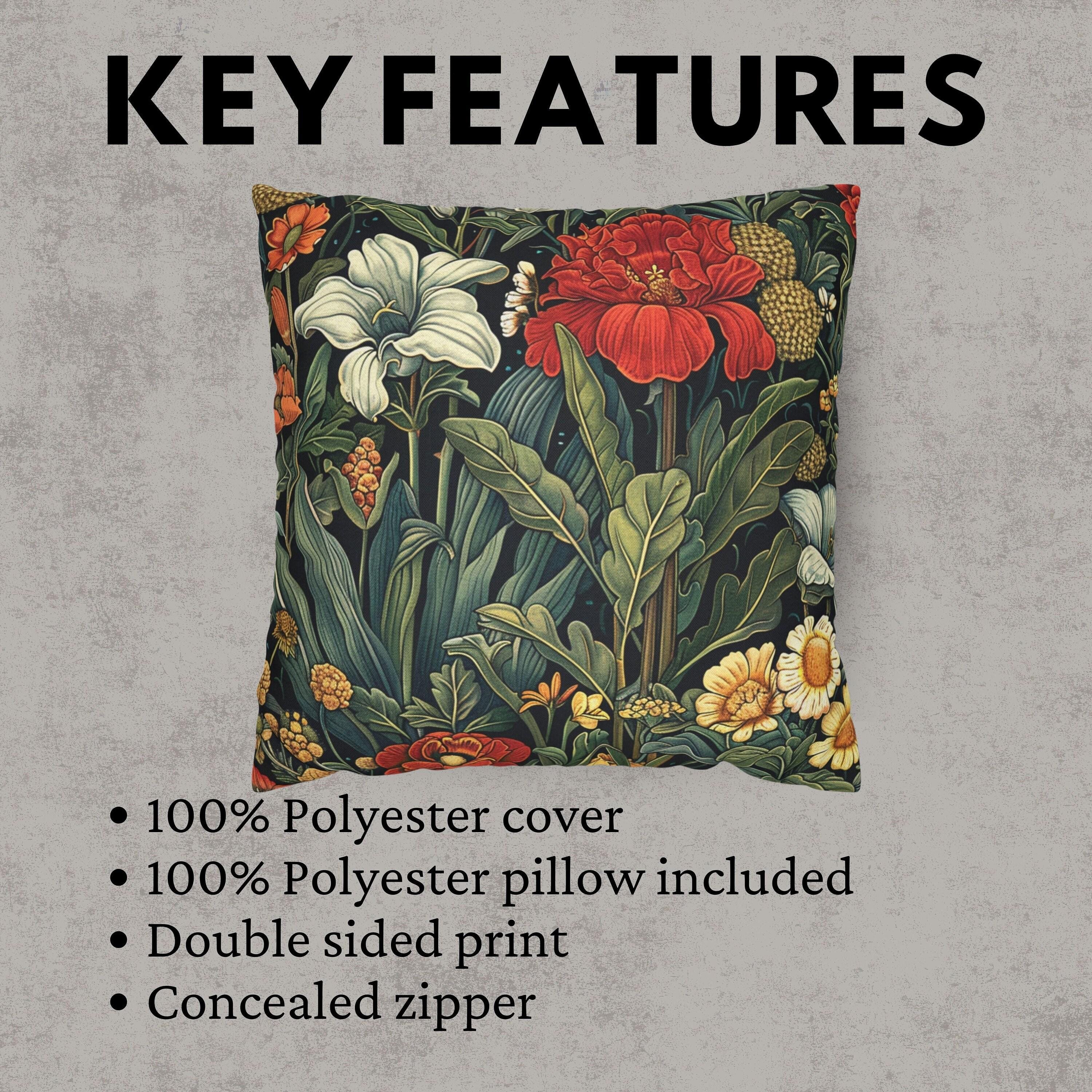 Floral Art Nouveau Throw Pillow or Cover, Botanical Home Decor, Decorative Accent Pillow