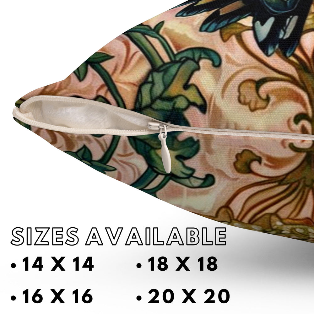 William Morris Blue Bird Pillow, Vintage Bird Accent Cushion, Nature-Inspired Throw Pillow, Decorative Pillow Case for Sofa