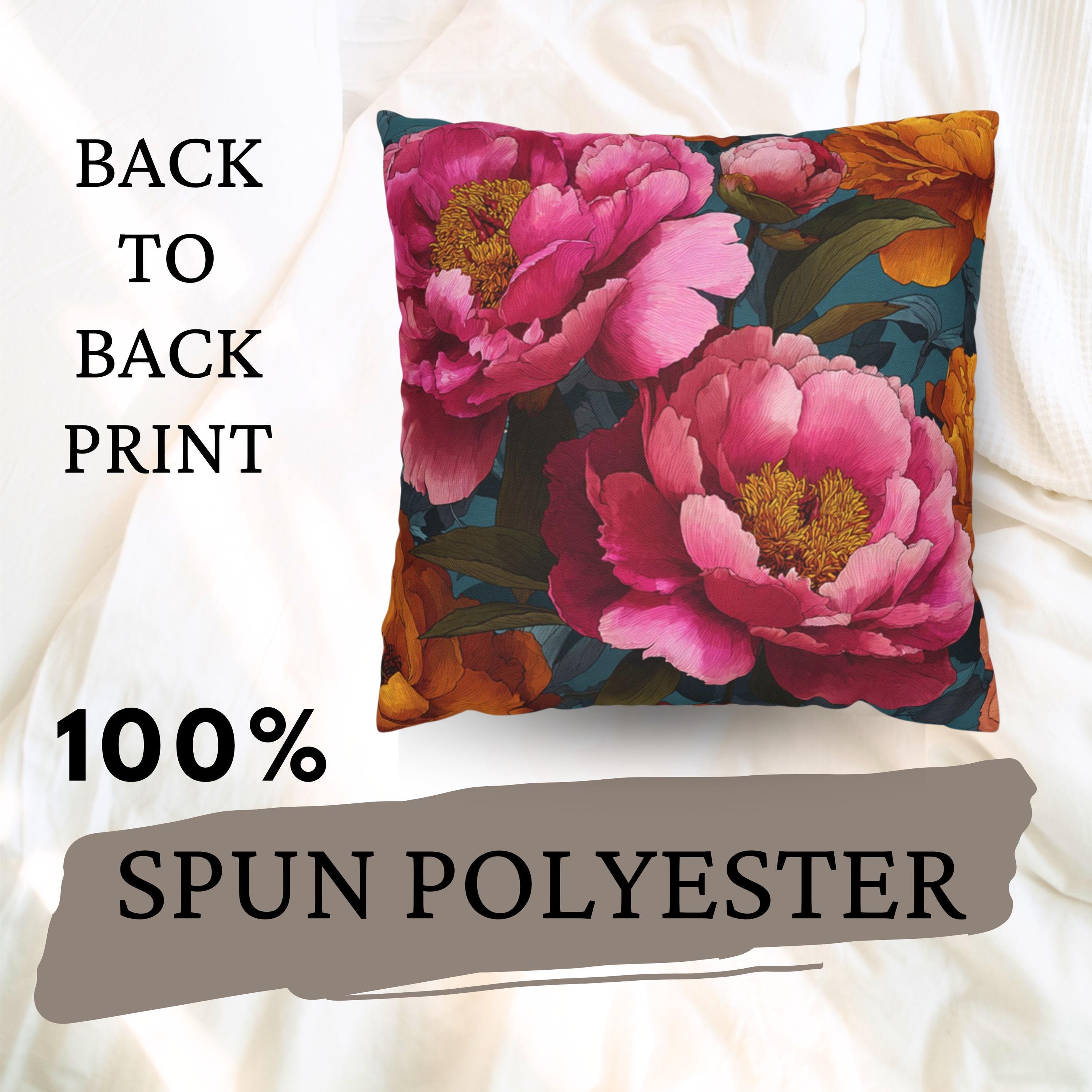 Vibrant Peony Throw Pillow, Pink and Orange Floral Cushion, Bold Botanical Home Decor, Colorful Cottagecore Accent