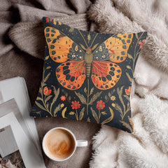 Butterfly Meadow Pillow, Vintage Floral Cushion, William Morris Inspired Throw Pillow, Botanical Insect Pillowcase, Cottagecore Couch Accent