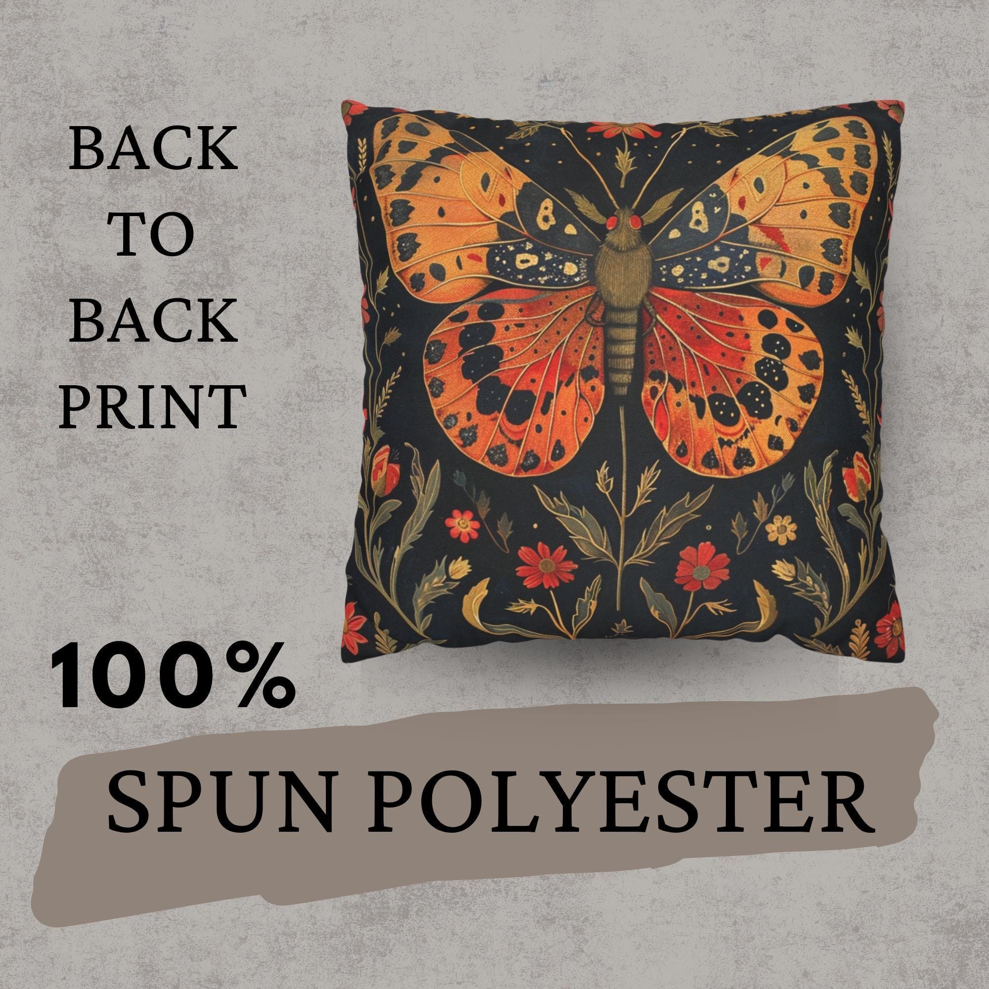 Butterfly Meadow Pillow, Vintage Floral Cushion, William Morris Inspired Throw Pillow, Botanical Insect Pillowcase, Cottagecore Couch Accent