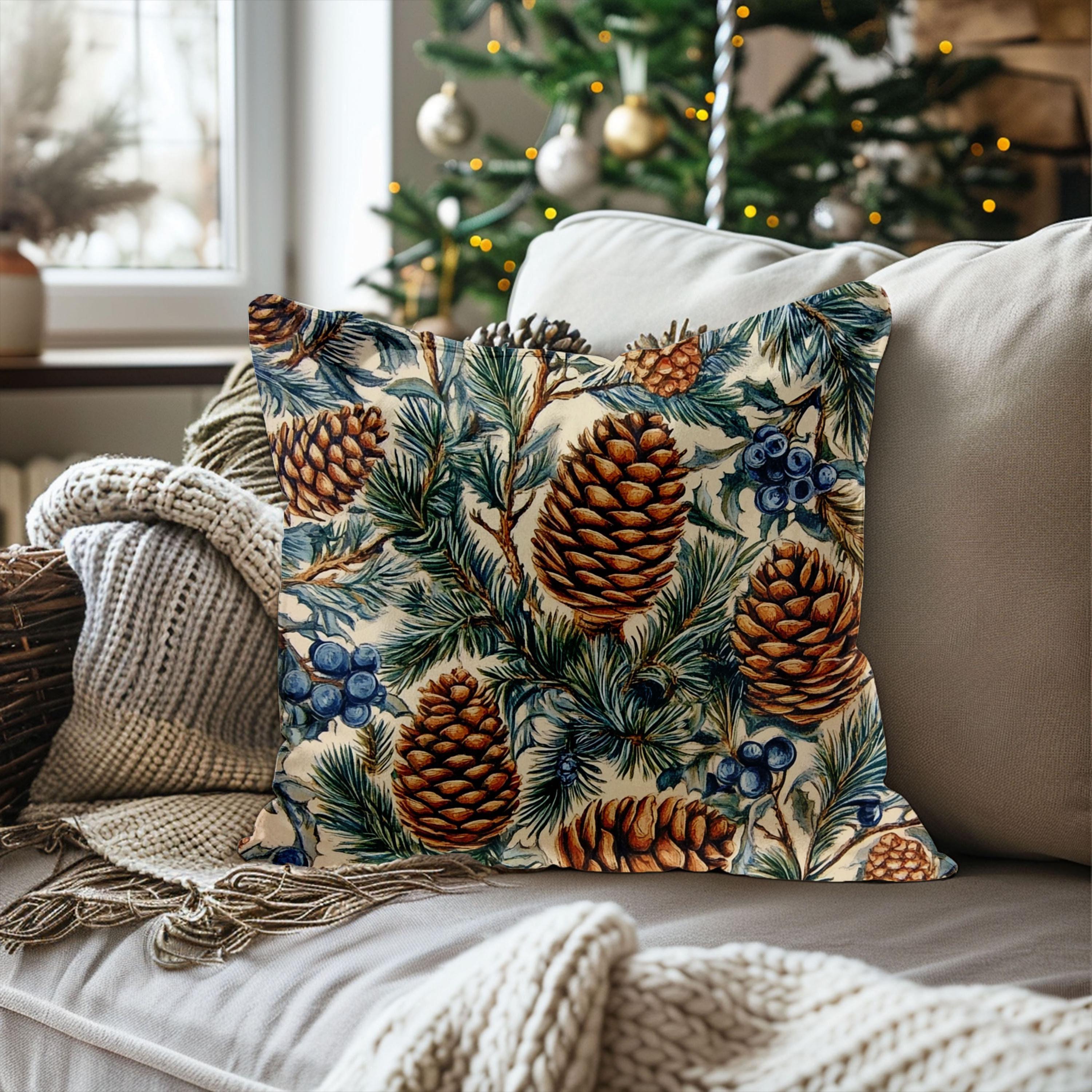 William Morris Style Christmas Decor, Christmas Decor Gift, Holiday Home Decoration, Decorative Winter Cushion, Christmas Throw Pillow