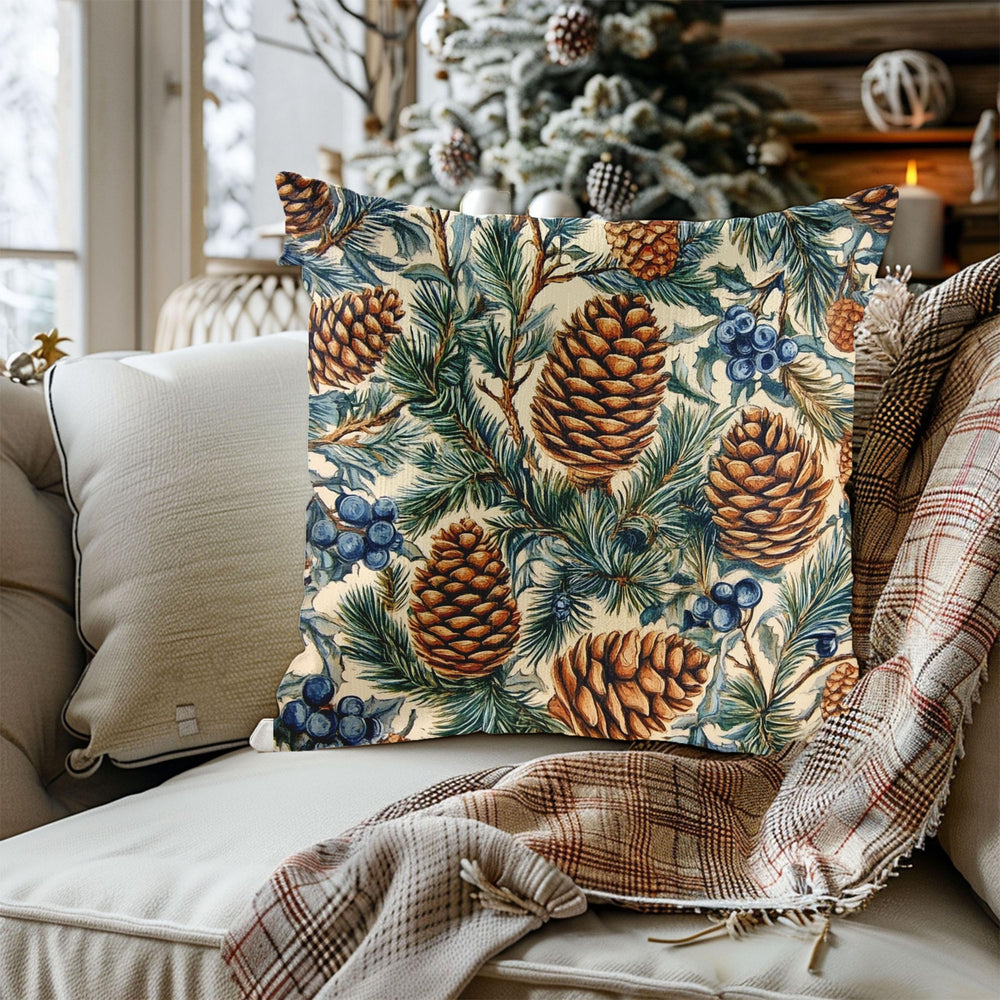 William Morris Style Christmas Decor, Christmas Decor Gift, Holiday Home Decoration, Decorative Winter Cushion, Christmas Throw Pillow