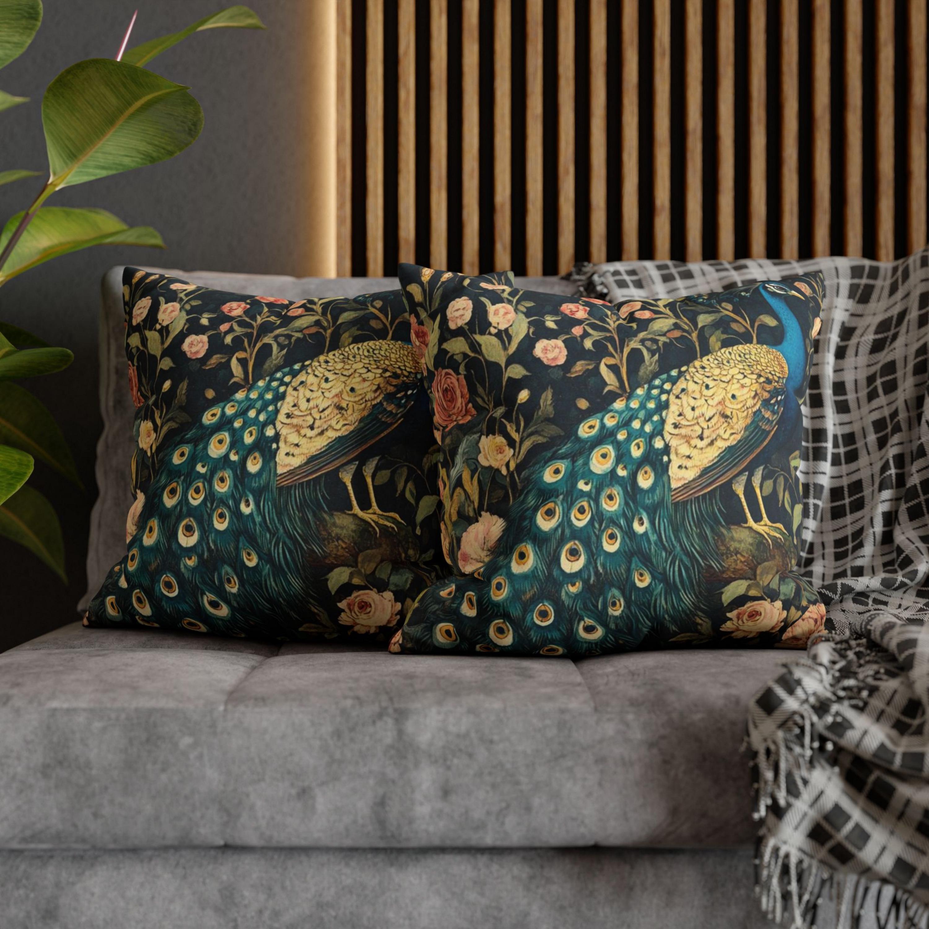 William Morris Peacock Pillow, Vintage Bird Accent Cushion, Botanical Throw Pillow, Floral Bird Pillow Case, Nature-Inspired Pillow Cover