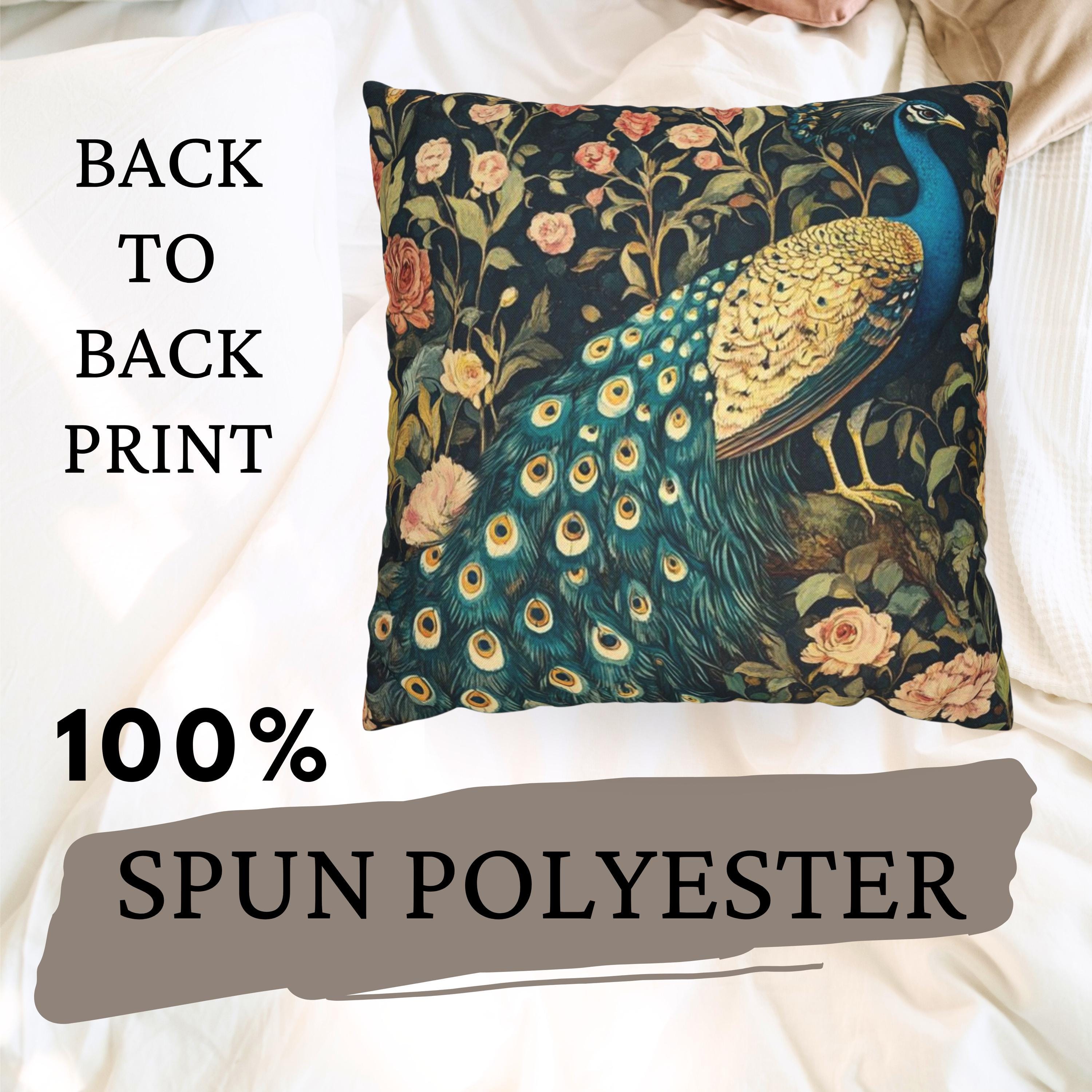William Morris Peacock Pillow, Vintage Bird Accent Cushion, Botanical Throw Pillow, Floral Bird Pillow Case, Nature-Inspired Pillow Cover