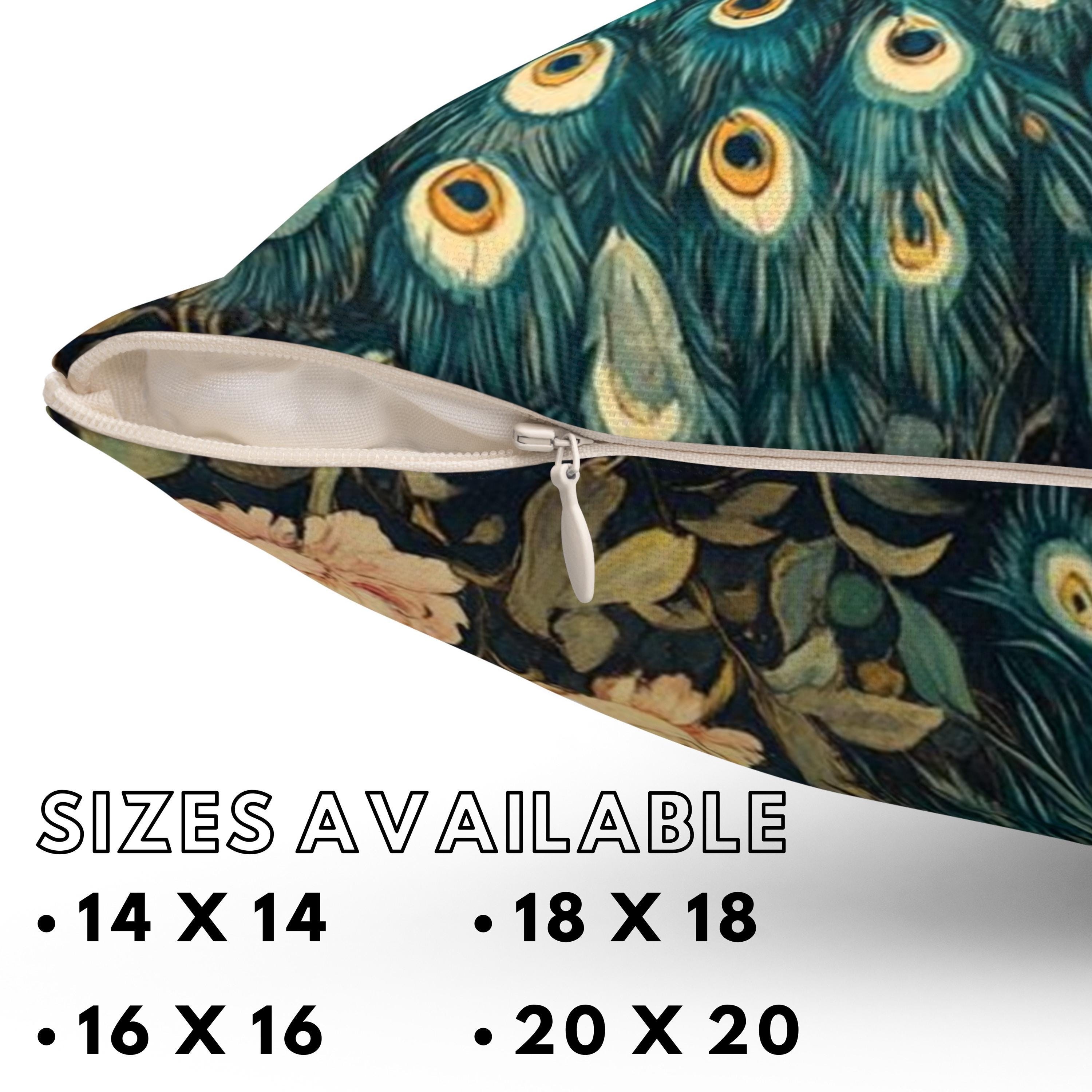 William Morris Peacock Pillow, Vintage Bird Accent Cushion, Botanical Throw Pillow, Floral Bird Pillow Case, Nature-Inspired Pillow Cover