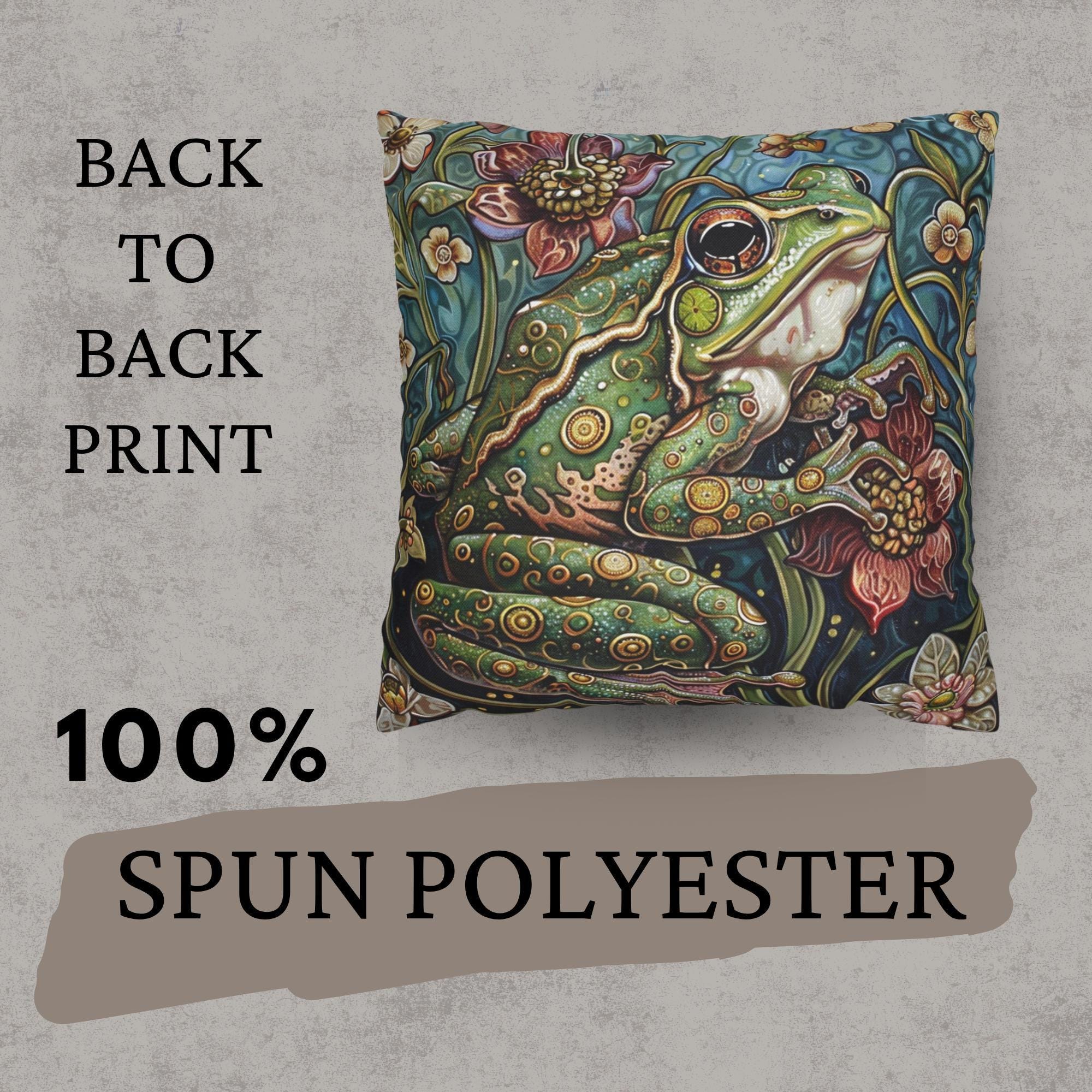 Whimsical Frog Pillow, Botanical Garden Cushion, Forest Nature Inspired Throw Pillow, William Morris Frog Pillowcase, Animal Couch Accent