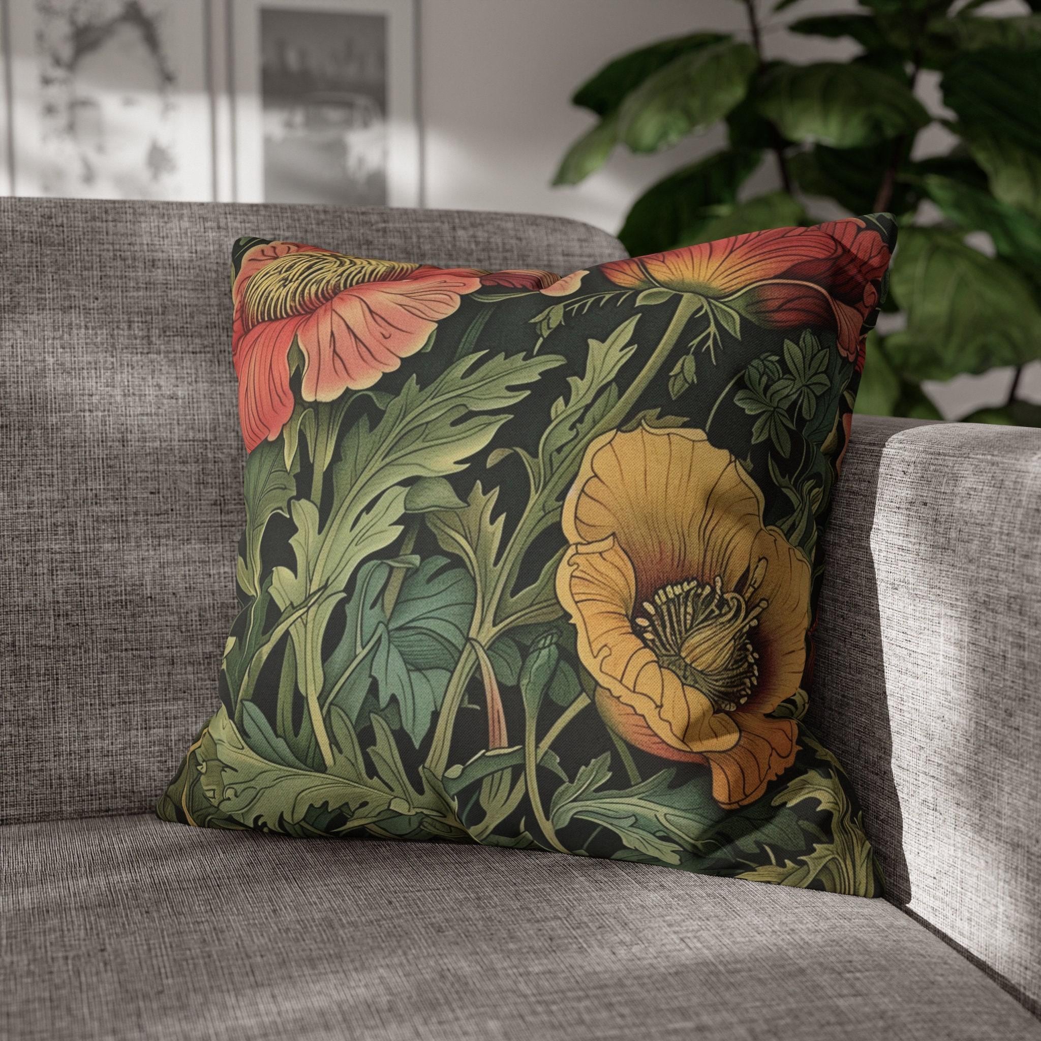 Vintage Floral Art Nouveau Throw Pillow Home Decor, Botanical Accent Pillow, Home Decor Gift