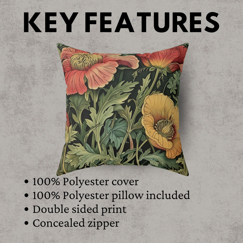 Vintage Floral Art Nouveau Throw Pillow Home Decor, Botanical Accent Pillow, Home Decor Gift