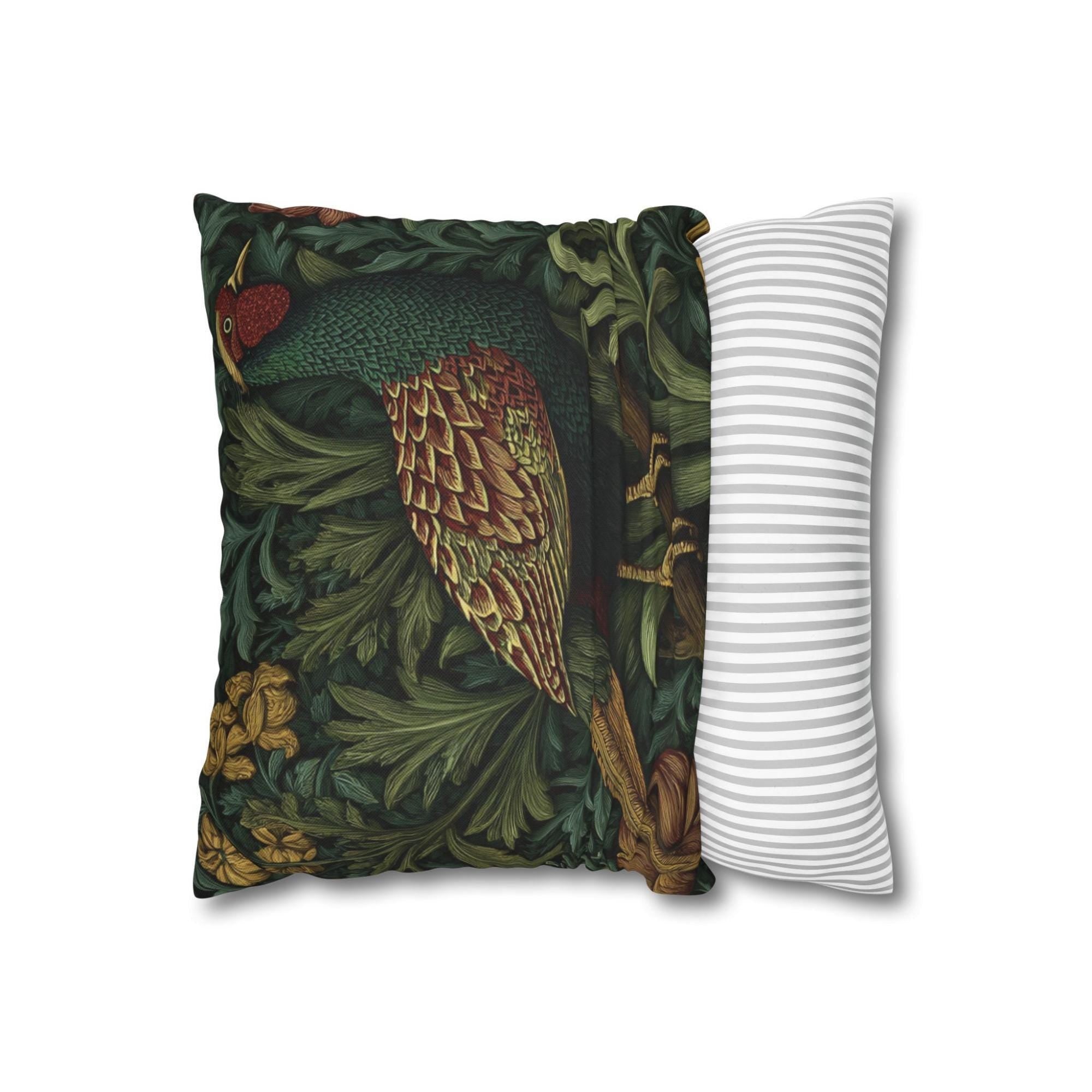 Pheasant Throw Pillow William Morris Bird, Autumn Sofa Accent, Rustic Decorative Pillow, Nature Inspired Home Decor