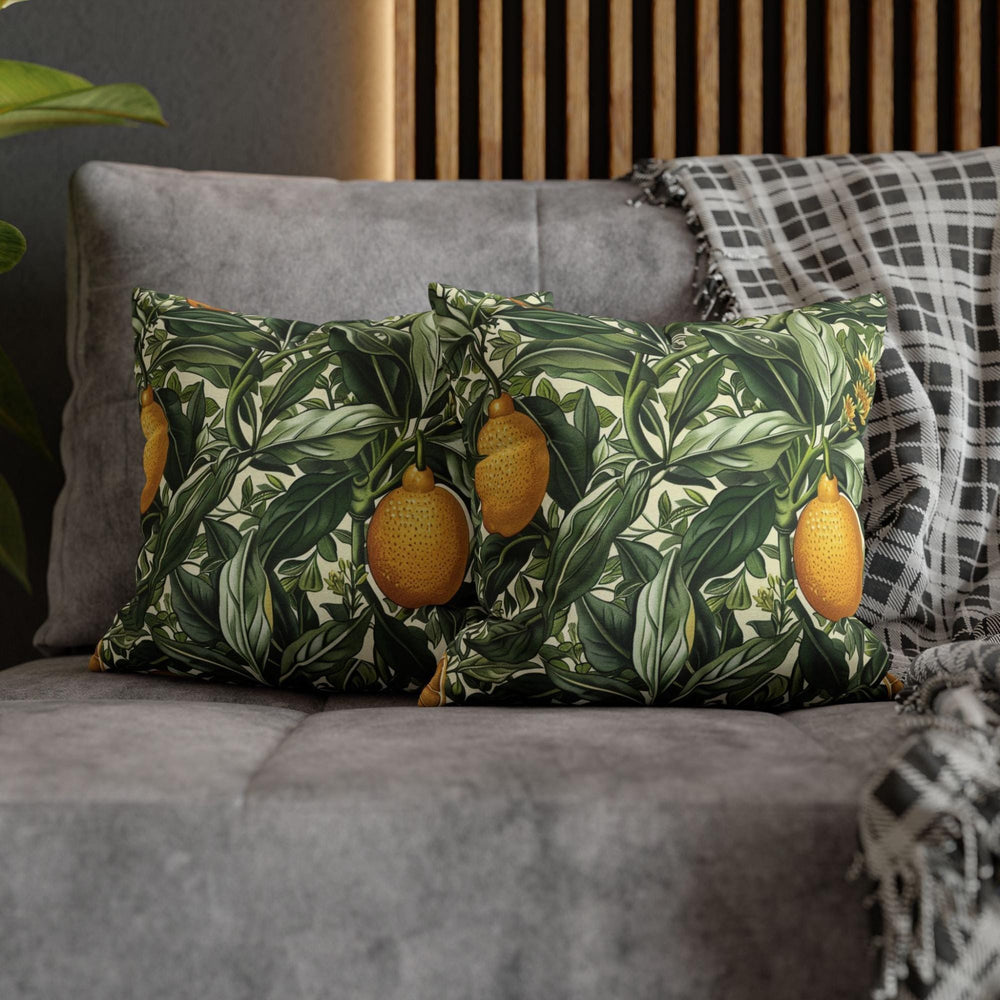 Lemon Grove Pillow, Vintage Botanical Citrus Cushion, William Morris Inspired Throw Pillow, Kitchen Garden Accent, Green Leaf Pillowcase
