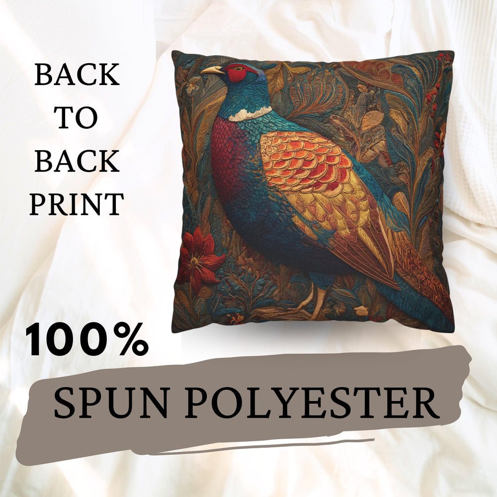 Batik Pheasant Pillow, Colorful Bird Cushion Cover, Ornate Folk Art Throw Pillow, Vibrant Animal Home Decor, Boho Wildlife Accent