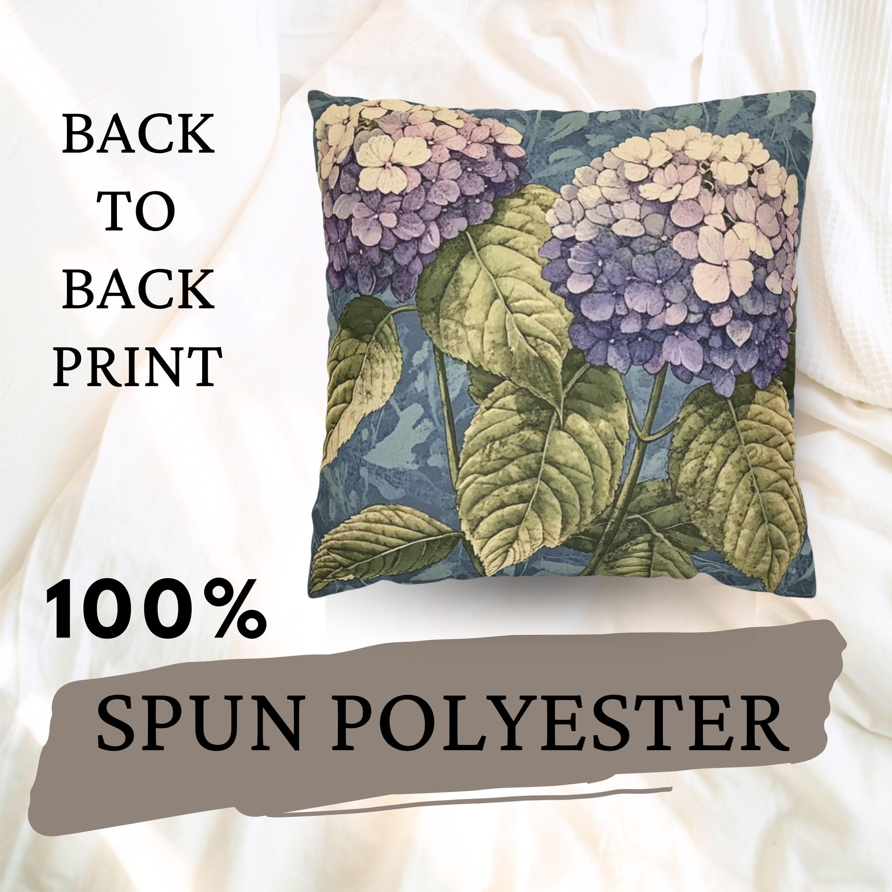 Purple Hydrangea Pillow, Vintage Garden Flower Cushion, Botanical Bloom Throw Pillow, Rustic Floral Nature Pillowcase, Cottagecore Decor