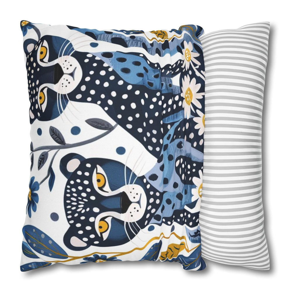 Blue Cheetah Accent Pillow, Animal Print Cushion, Two Blue Cheetahs Throw Pillow, Bold Safari Cushion, Modern Jungle Decor for Sofa or Bed