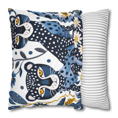 Blue Cheetah Accent Pillow, Animal Print Cushion, Two Blue Cheetahs Throw Pillow, Bold Safari Cushion, Modern Jungle Decor for Sofa or Bed