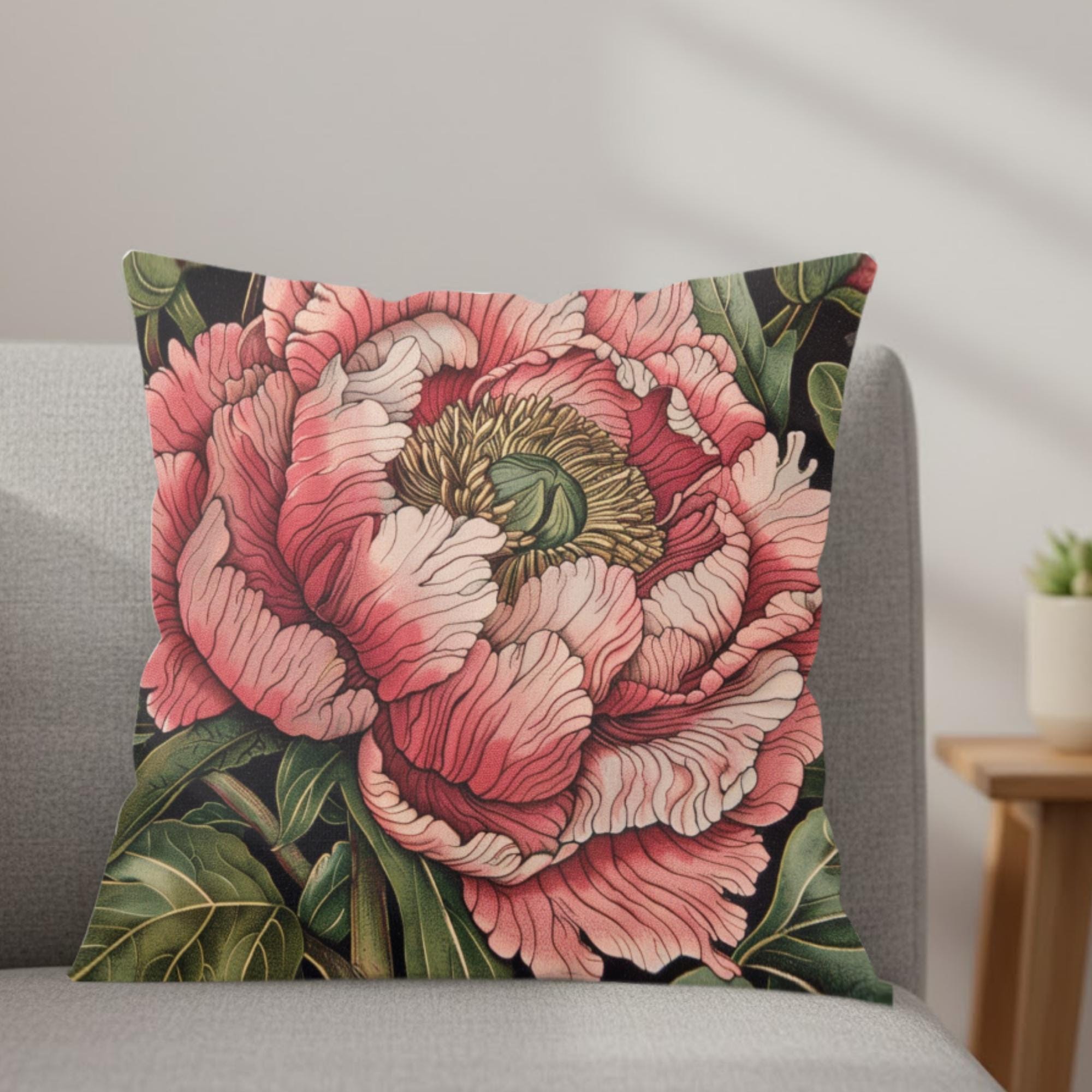 Pink Peony Pillow, Vintage Floral Cushion, Botanical Throw Pillow, William Morris Inspired Pillowcase, Elegant Home Accent, Peony Lover Gift